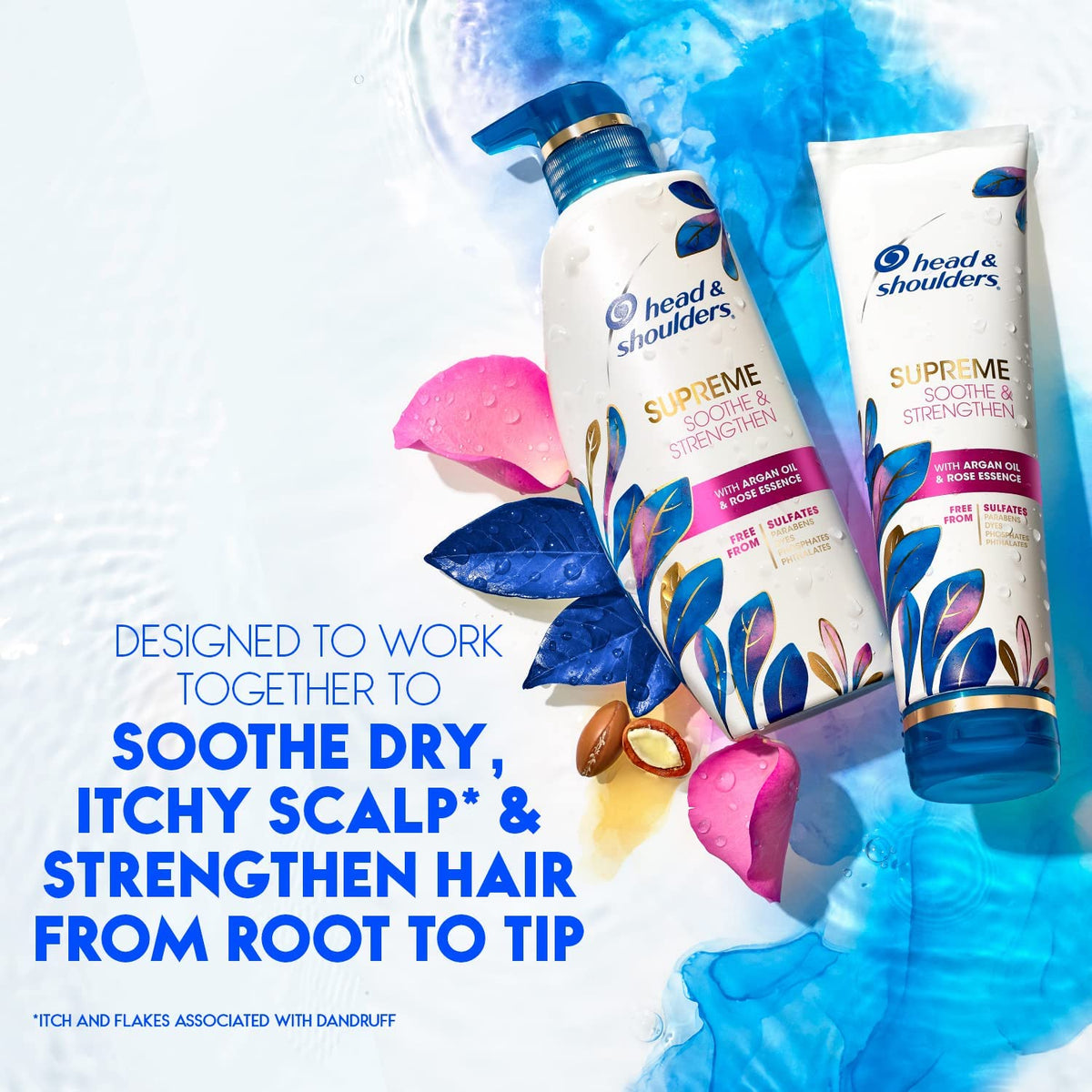 Head & Shoulders conditioner in shower use demonstrating soothing scalp care during rinse