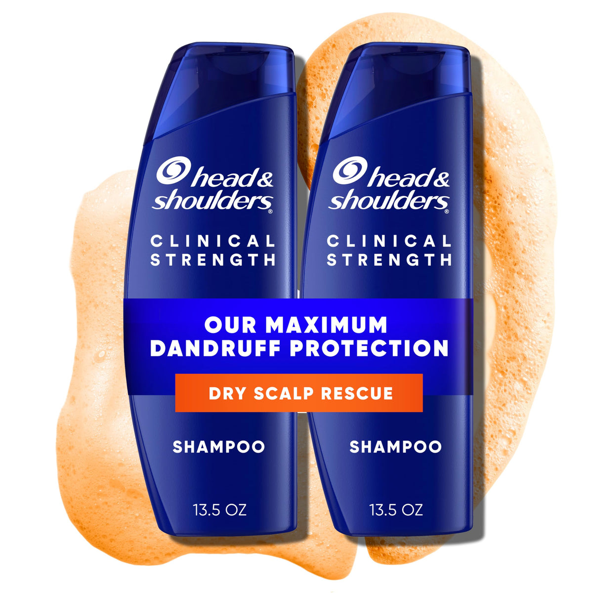 Head & Shoulders front packaging clinical strength showing twin bottles and benefits