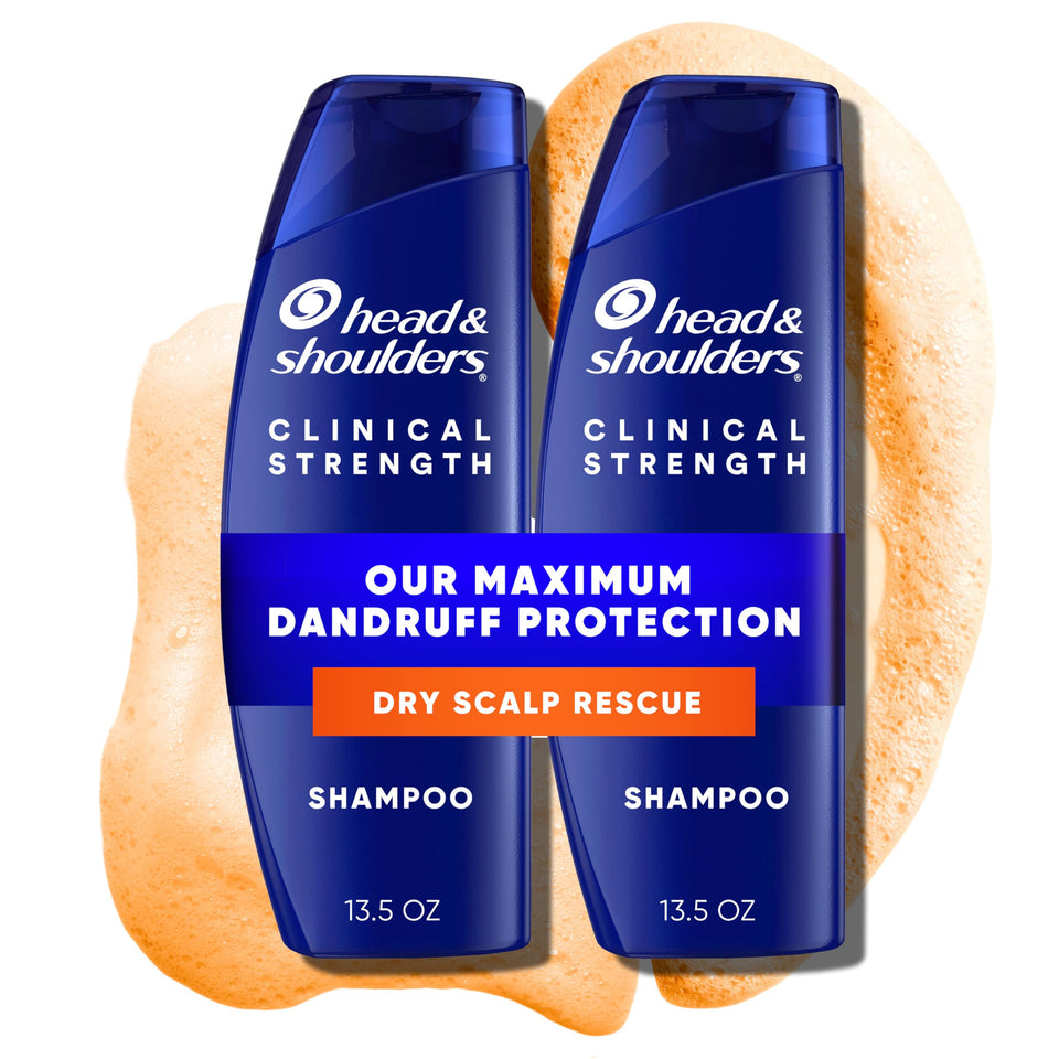 Head & Shoulders front packaging clinical strength showing twin bottles and benefits