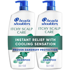 Head & Shoulders front packaging showing twin 32.1 fl oz bottles and eucalyptus refresh