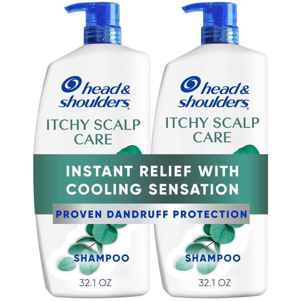 Head & Shoulders front packaging showing twin 32.1 fl oz bottles and eucalyptus refresh