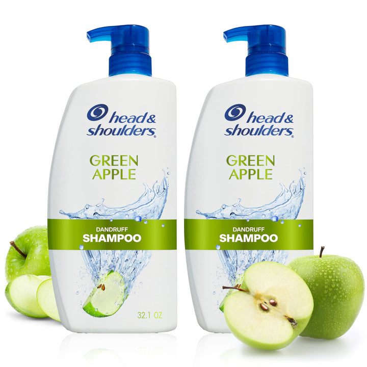 Head & Shoulders front bottle showing green apple scent and benefits