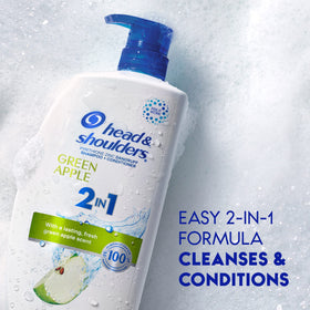 Head & Shoulders green apple pump dispensing foamy lather for quick cleanse benefit