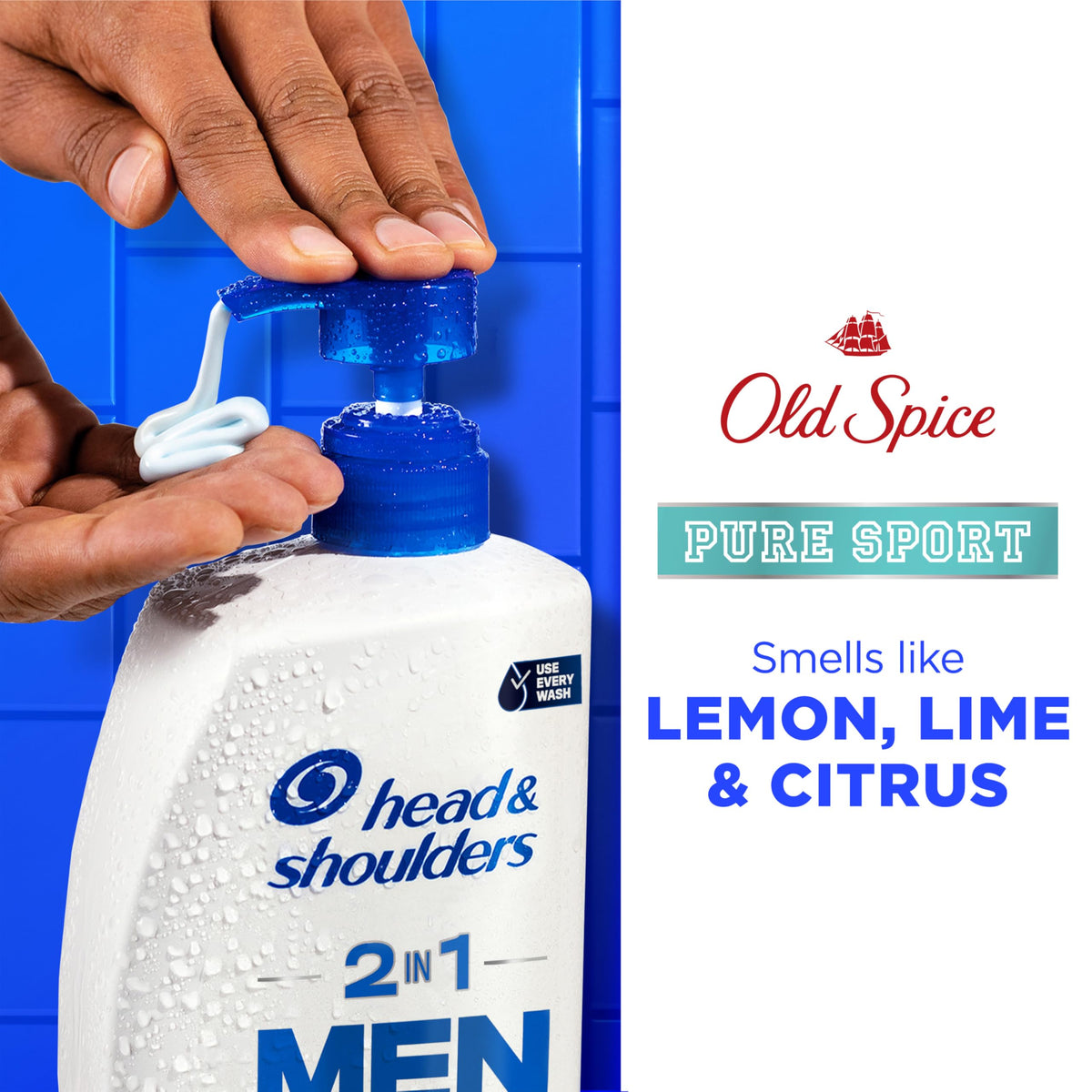 Head & Shoulders lotion like texture pouring and foaming for easy cleansing