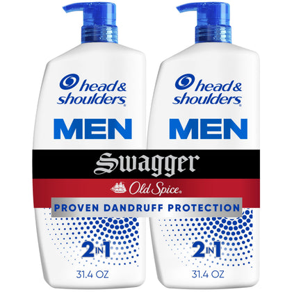 Head & Shoulders front packaging showing twin 31.4 fl oz bottles and branding benefit dandruff control