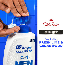 Head & Shoulders bottle top and dispenser showing easy‑use pump for fast shower routines