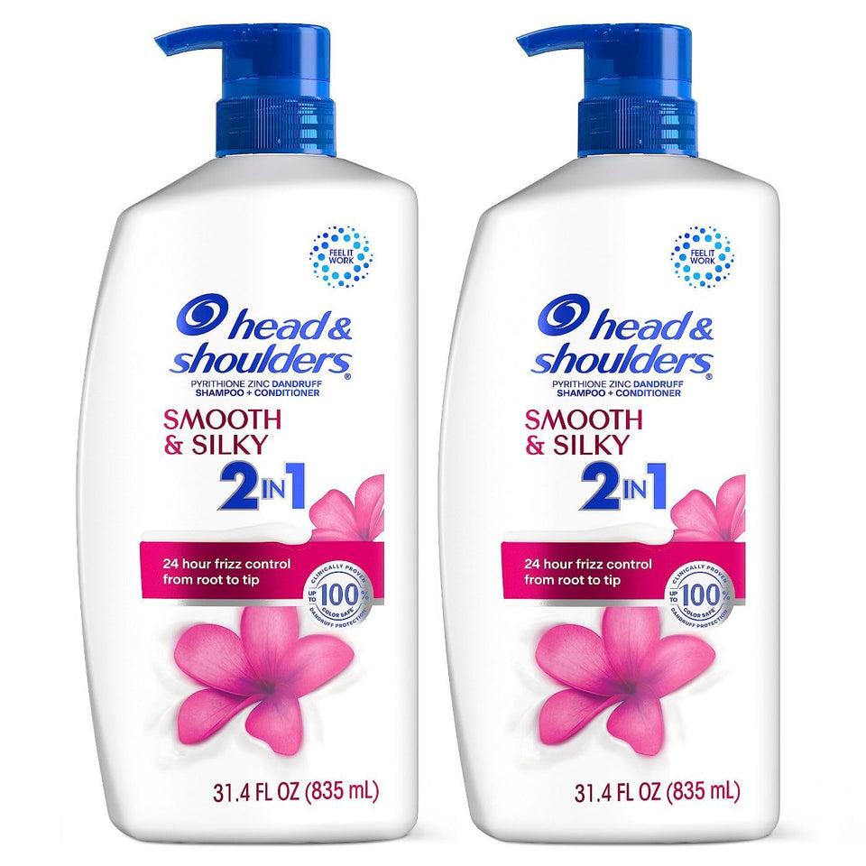 Head & Shoulders twin bottles front view showing brand and size, offering long-lasting value