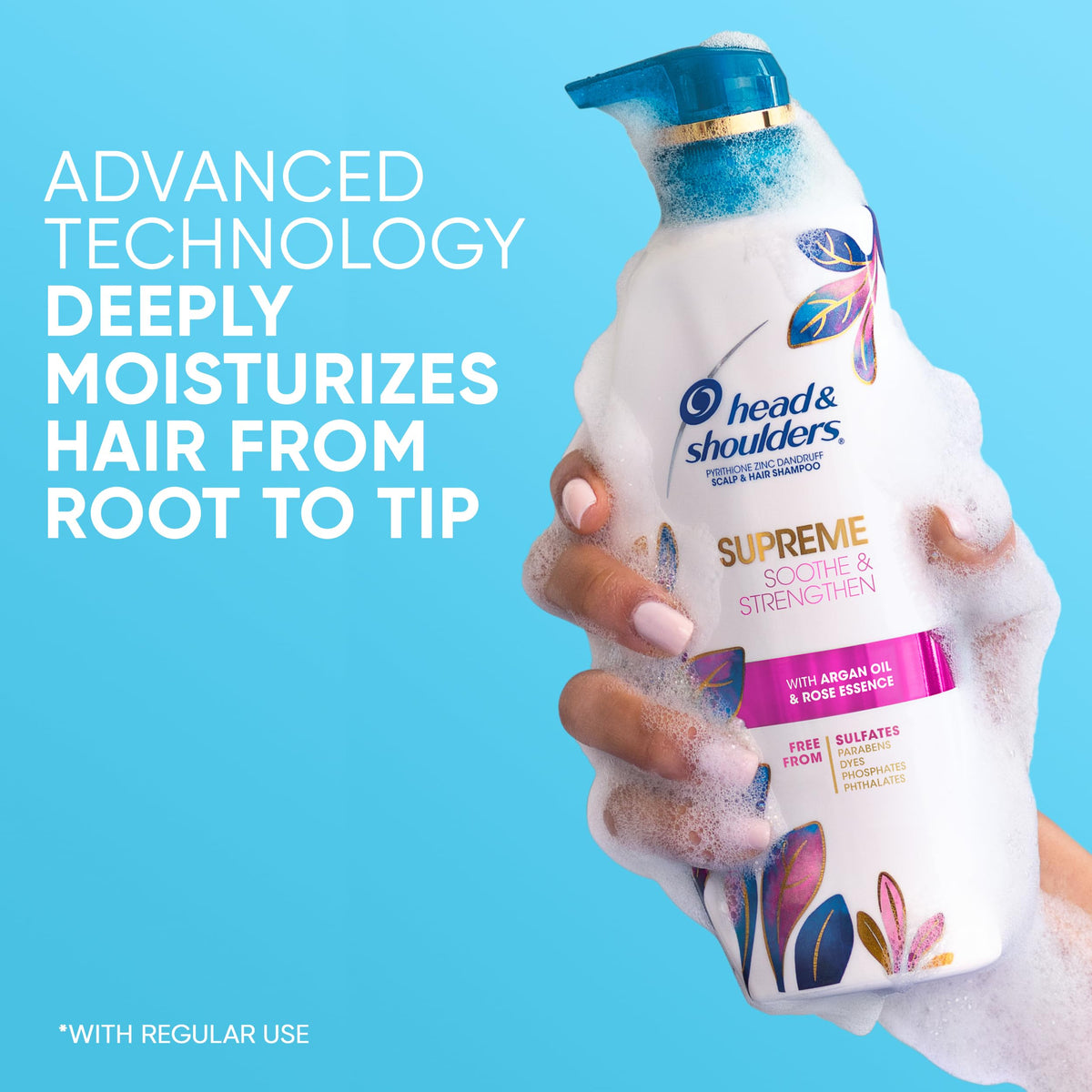 Head & Shoulders bottle in hand showing 28.2 fl oz scale and value