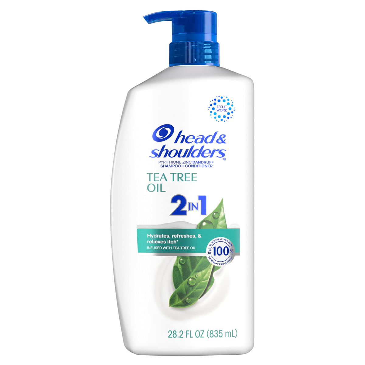Head & Shoulders close-up of pump and clear label highlighting 2-in-1 convenience