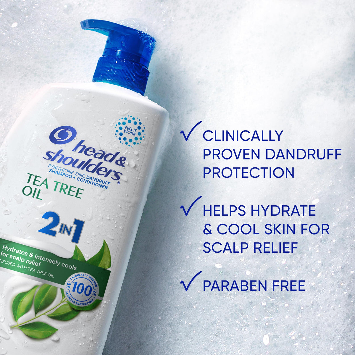 Head & Shoulders pump detail highlighting easy dispensing and control