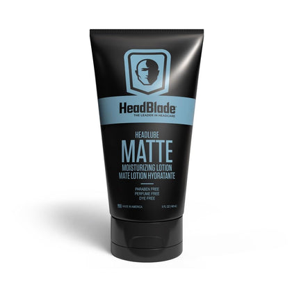 HeadBlade HeadLube Matte front bottle showing label and matte finish benefit