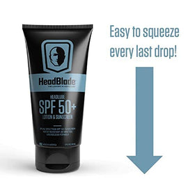 HeadBlade HeadLube 5 fl oz tube held in hand to show travel-friendly size advantage