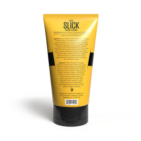 Close-up of HeadBlade HeadSlick cap and label, highlights clear instructions and quality