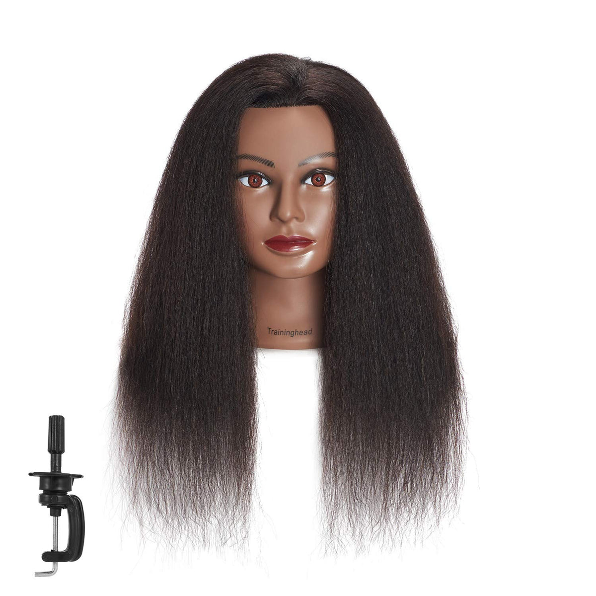 Headwinn traininghead front view showing realistic hair and facial form for practice