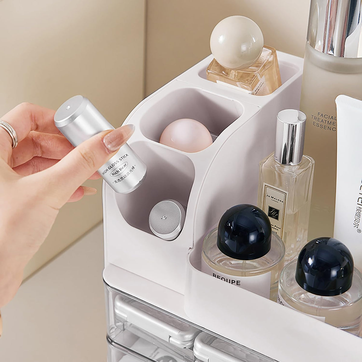 Heaime scale comparison on bathroom counter demonstrates footprint
