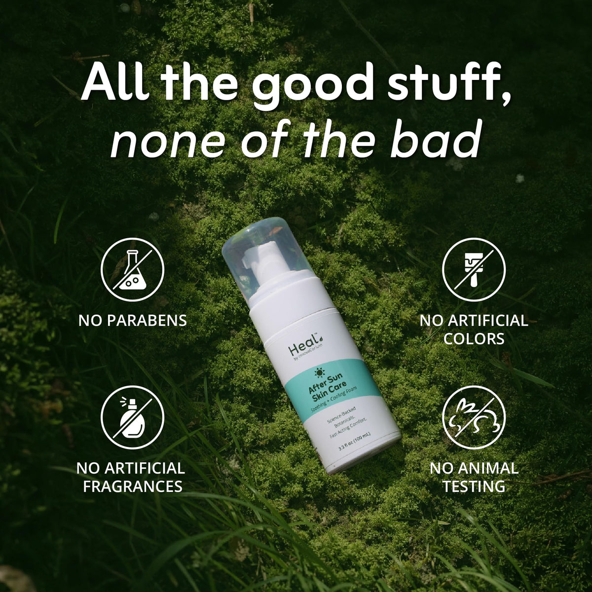 Heal by InnovaCorium applied to forearm at beach offering immediate cooling comfort