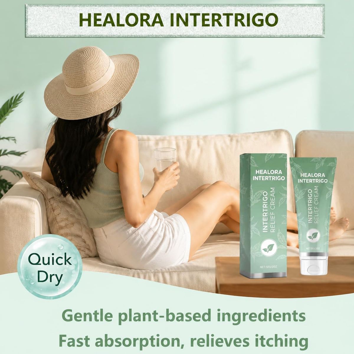 Healora Intertrigo being smeared on inner thigh to prevent chafing