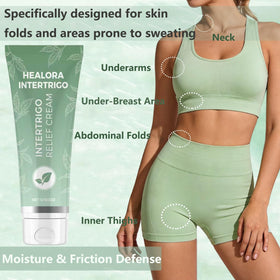 Healora Intertrigo cream texture close-up demonstrating lightweight absorbency