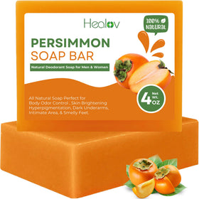 Healov persimmon soap front packaging showing clean design and benefit