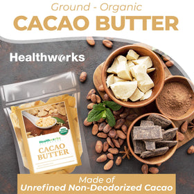 Healthworks cacao butter poured melt illustrating smooth melting for recipes