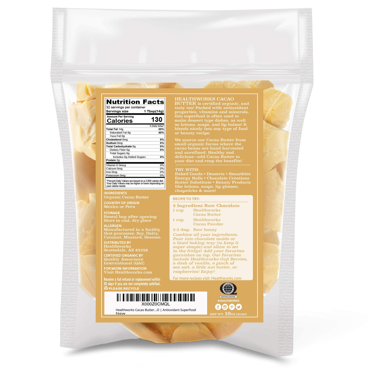 Healthworks cacao butter spoon portion displaying creamy texture and ease