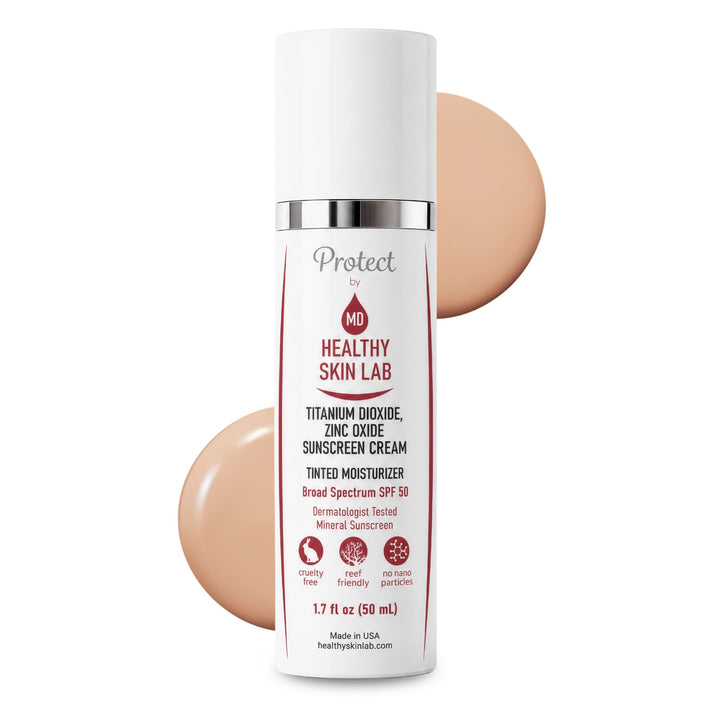 Healthy Skin Lab front packaging showing tube and product name, communicates trustworthy SPF protection