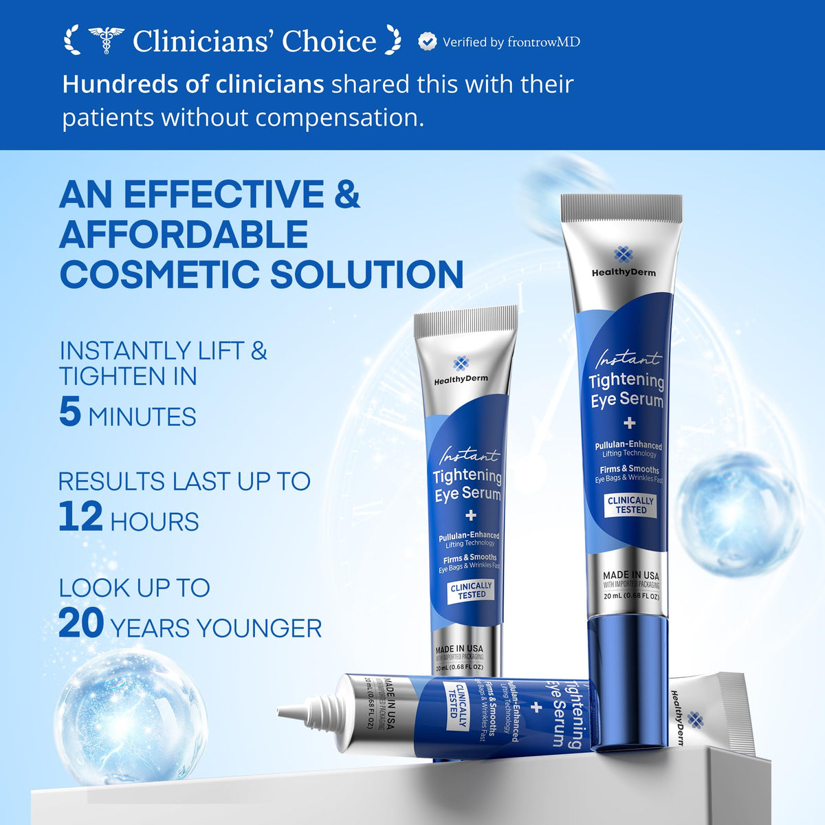 HealthyDerm fingertip applying serum under eye for precise, efficient use