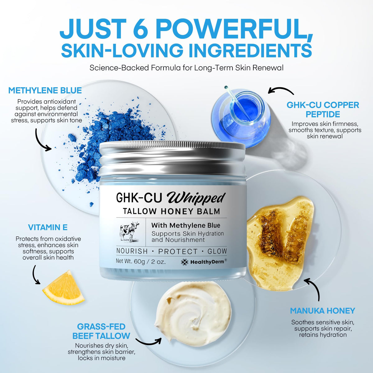 HealthyDerm applying blue balm to facial spot showing targeted hydration benefit