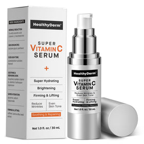 HealthyDerm front packaging showing serum bottle and benefits
