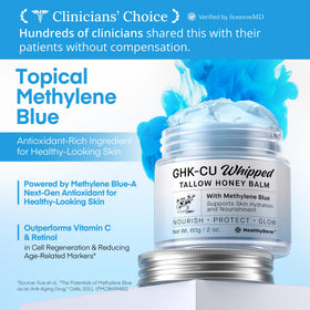 HealthyDerm open jar top view revealing rich blue balm, easy scoop benefit