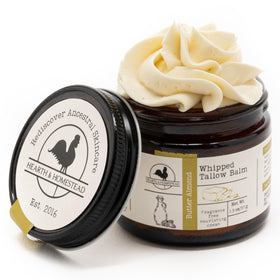 Hearth and Homestead front jar showing butter almond label and benefits