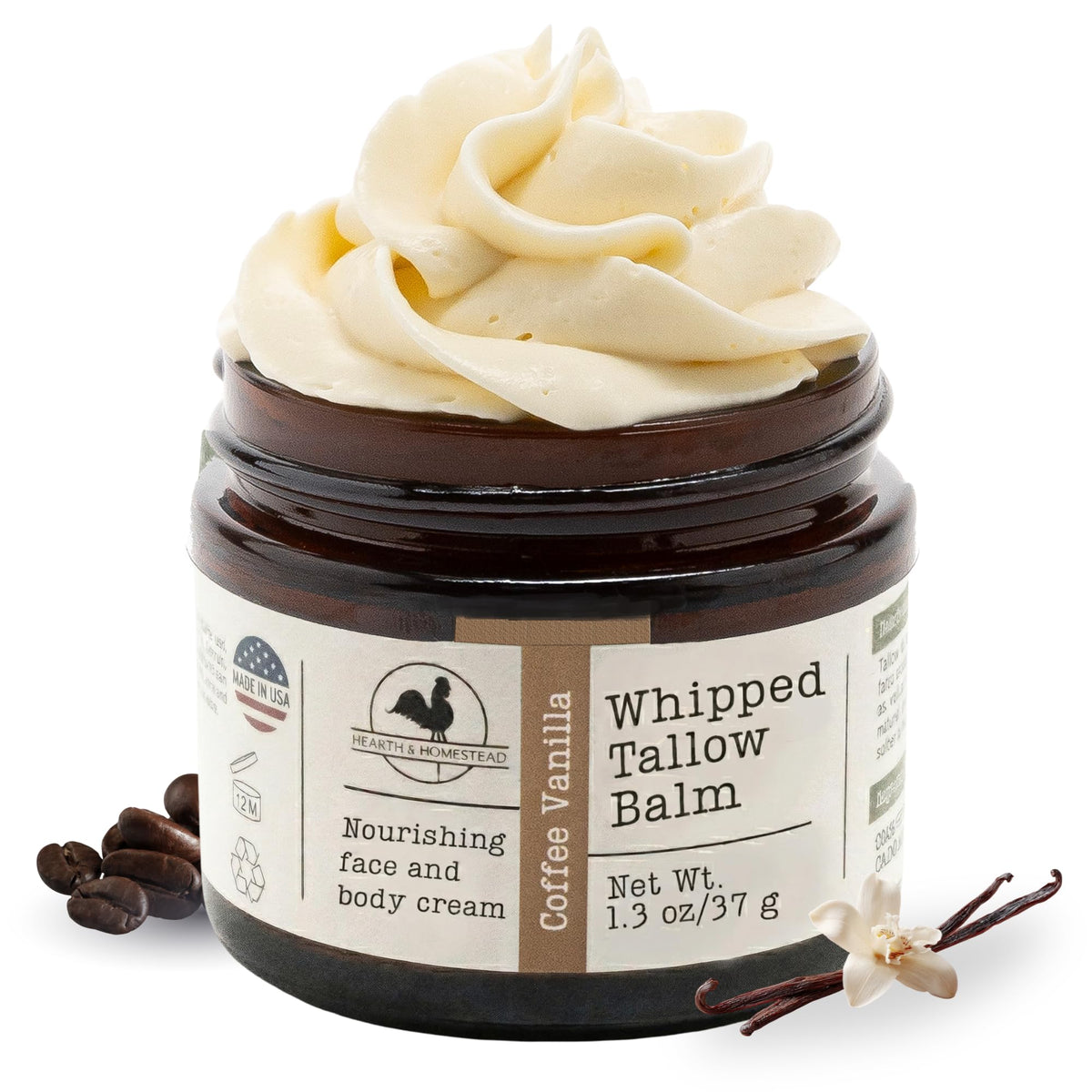 Hearth and Homestead jar front label showing product name and scent