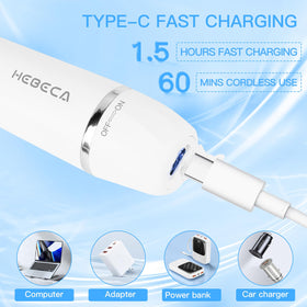 HEBECA three interchangeable heads laid out for versatile grooming options