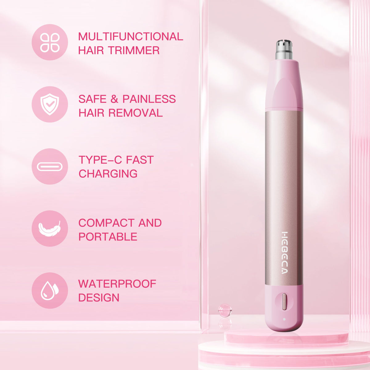 HEBECA precision eyebrow head displayed for accurate shaping and tidy brows