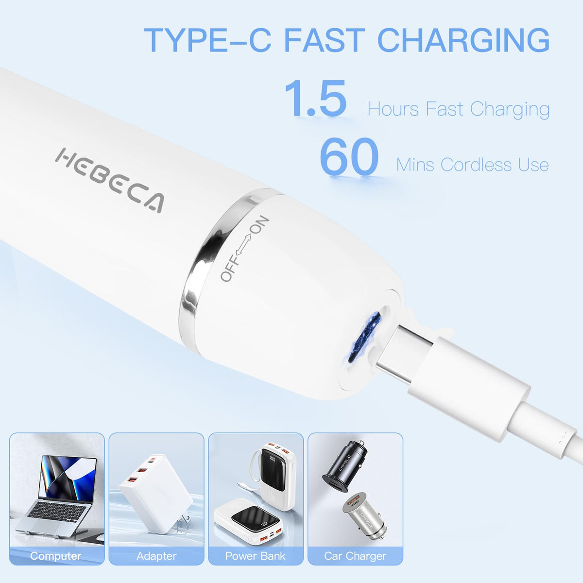 HEBECA facial trimmer and travel pouch ready for on-the-go grooming