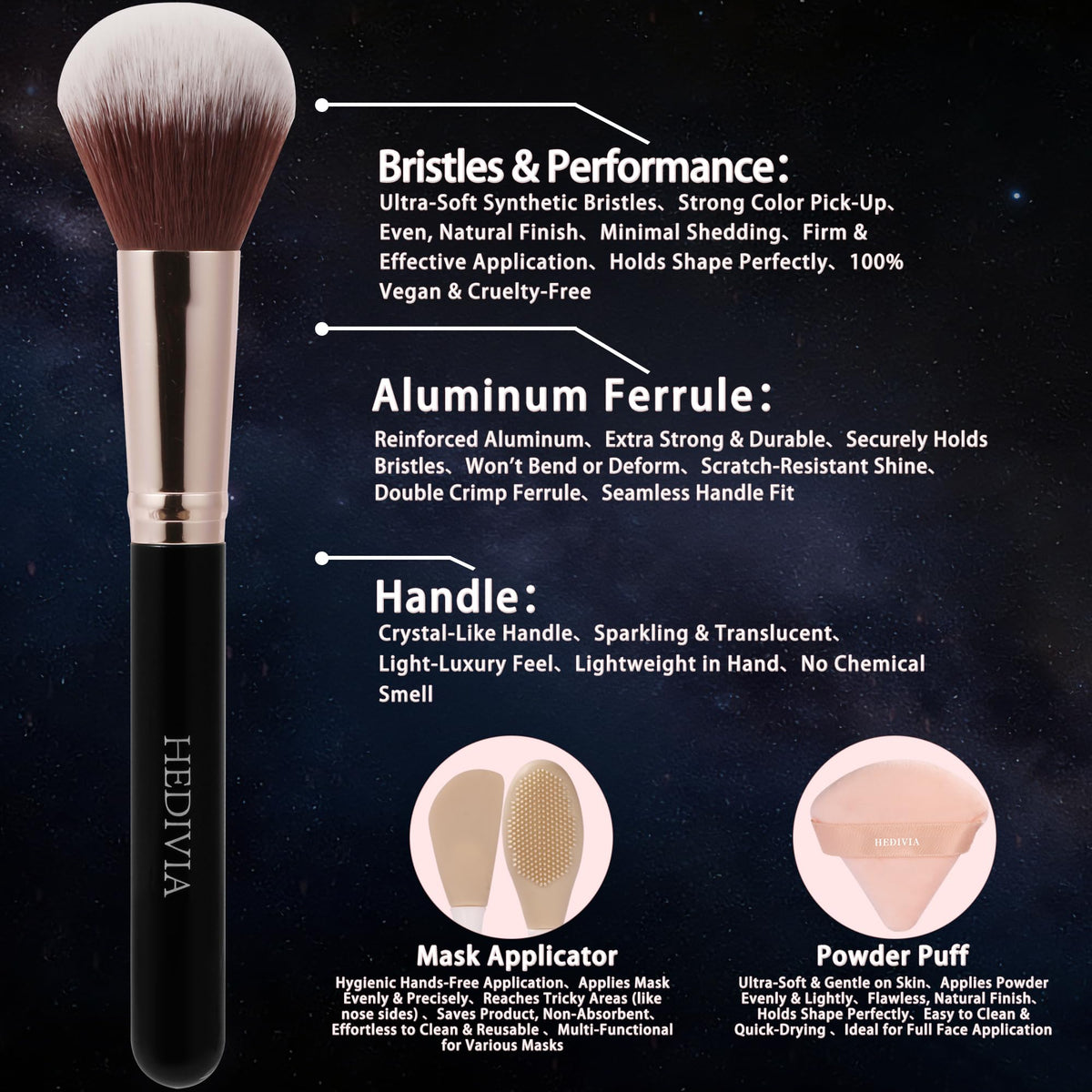 HEDIVIA brush handle close-up highlighting ergonomic non-slip grip for control