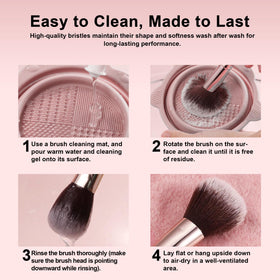 HEDIVIA brush in use applying foundation to cheek for seamless blending benefit