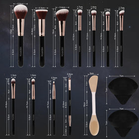 HEDIVIA eyeshadow brush set displaying varied shapes for precise blending