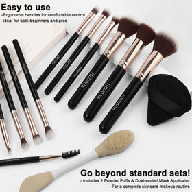 HEDIVIA foundation and concealer brushes demonstrating dense coverage benefit