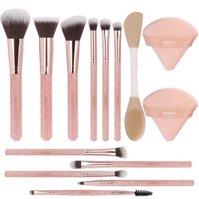 HEDIVIA front packaging showing pink brush set and travel case, professional convenience