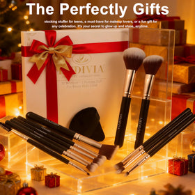 HEDIVIA lifestyle vanity setup with brushes and case for everyday use