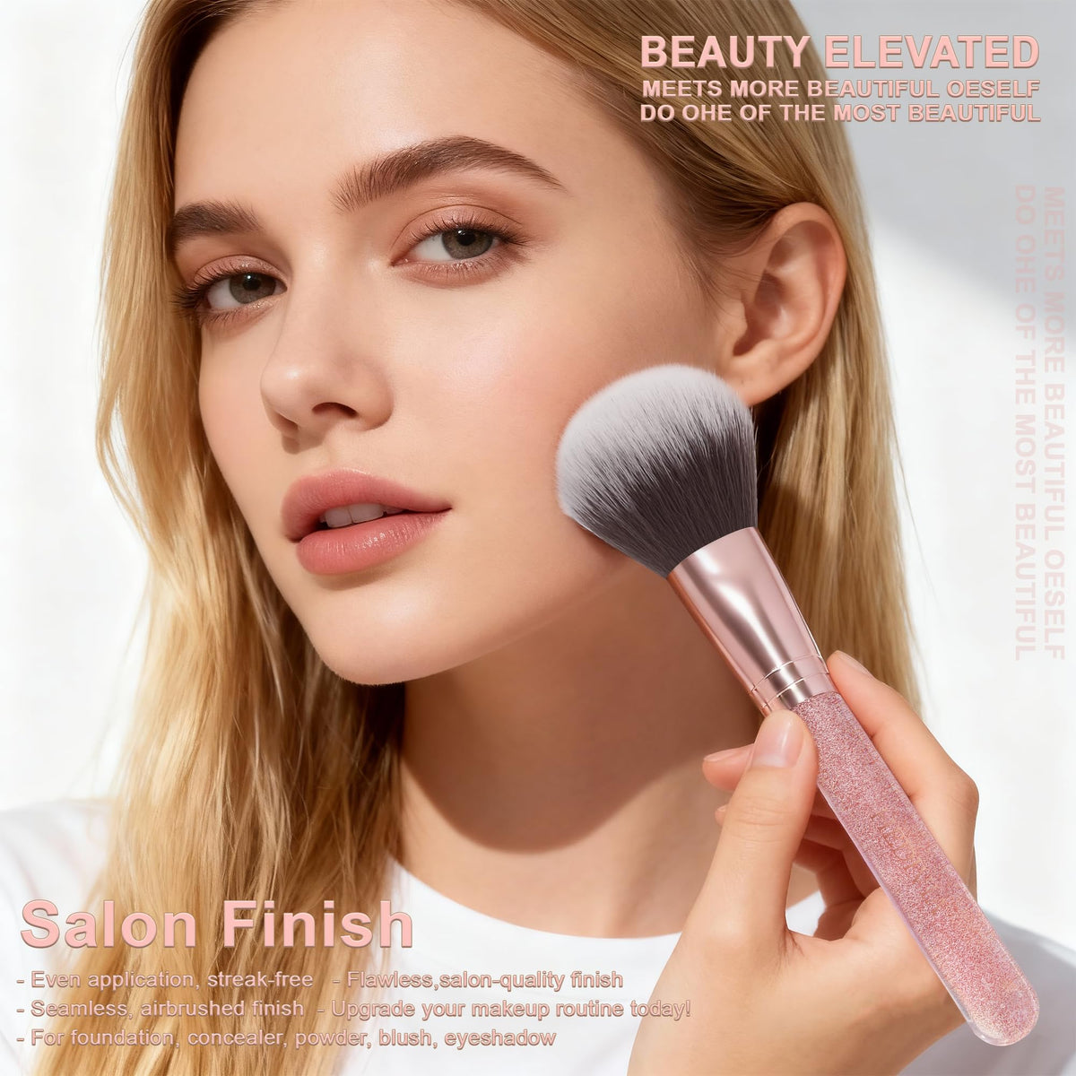 HEDIVIA powder puffs displayed with brushes for even setting and gentle finish