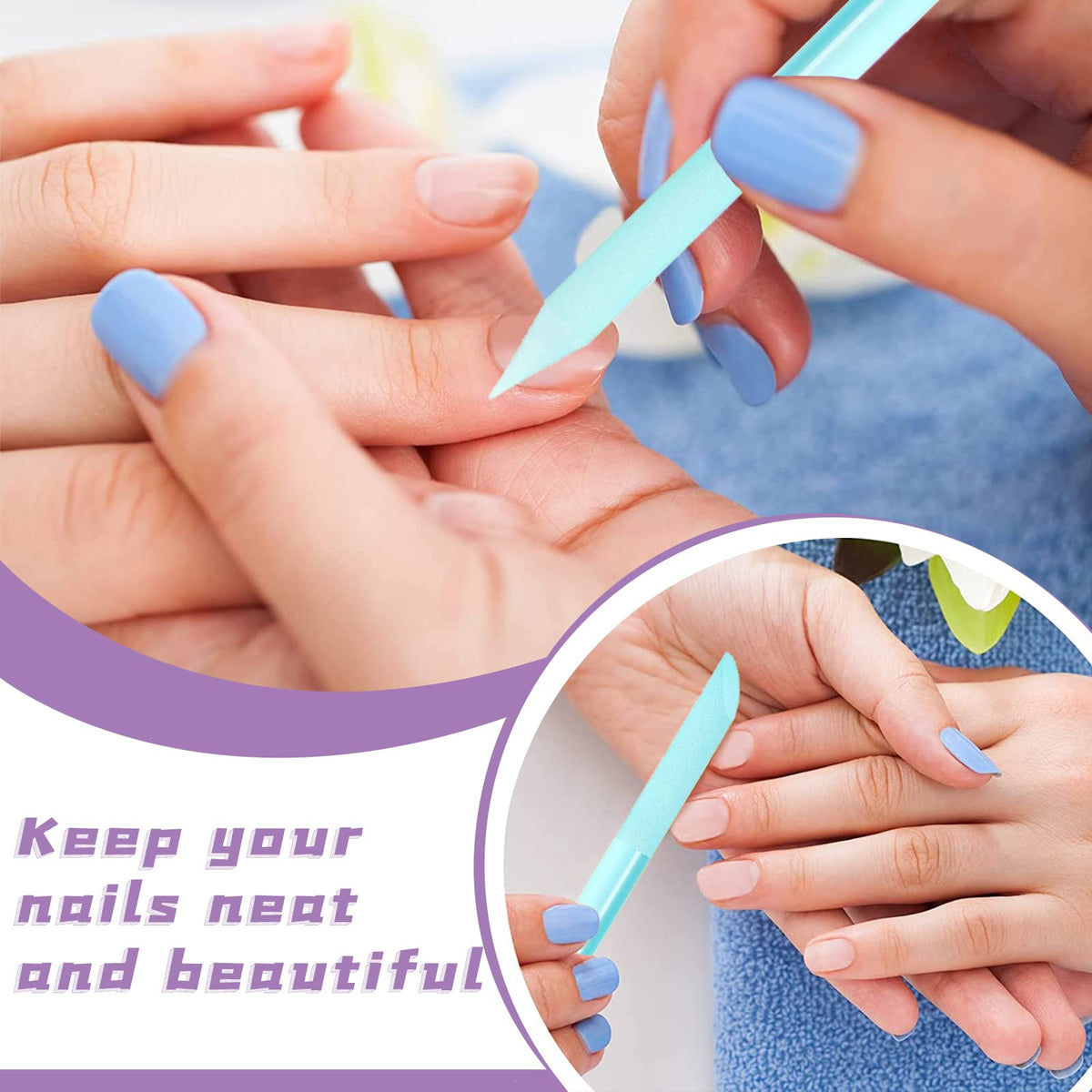 heemeei four tools displayed neatly to illustrate the complete manicure set benefit