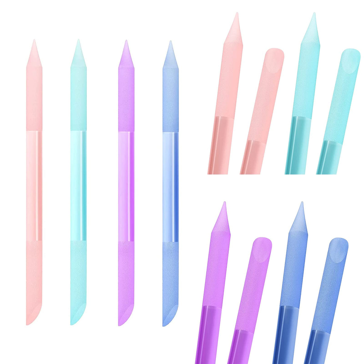 heemeei front packaging showing four glass cuticle pushers and storage tubes for travel convenience