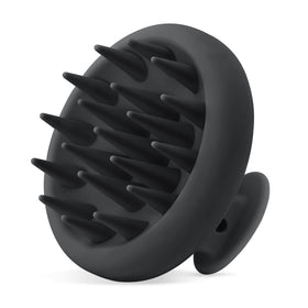HEETA front view showing compact scalp massager and sleek black finish for easy storage