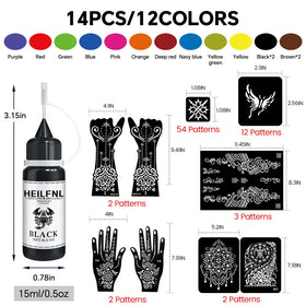 HEILFNL fourteen ink bottles lined up displaying vibrant color range