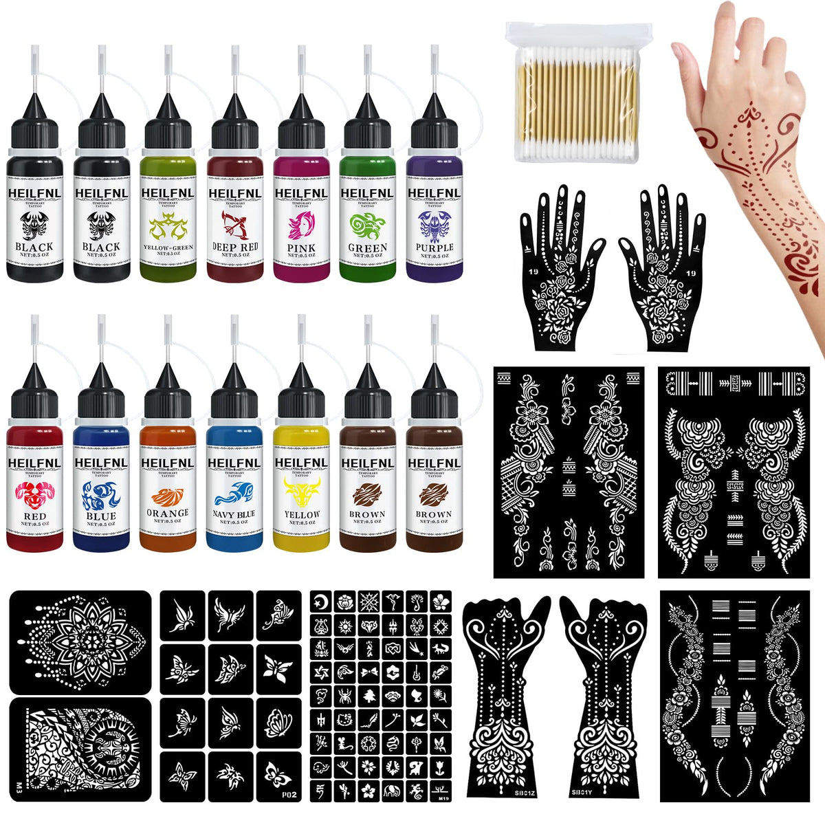 HEILFNL full kit spread showing bottles and stencils for easy DIY