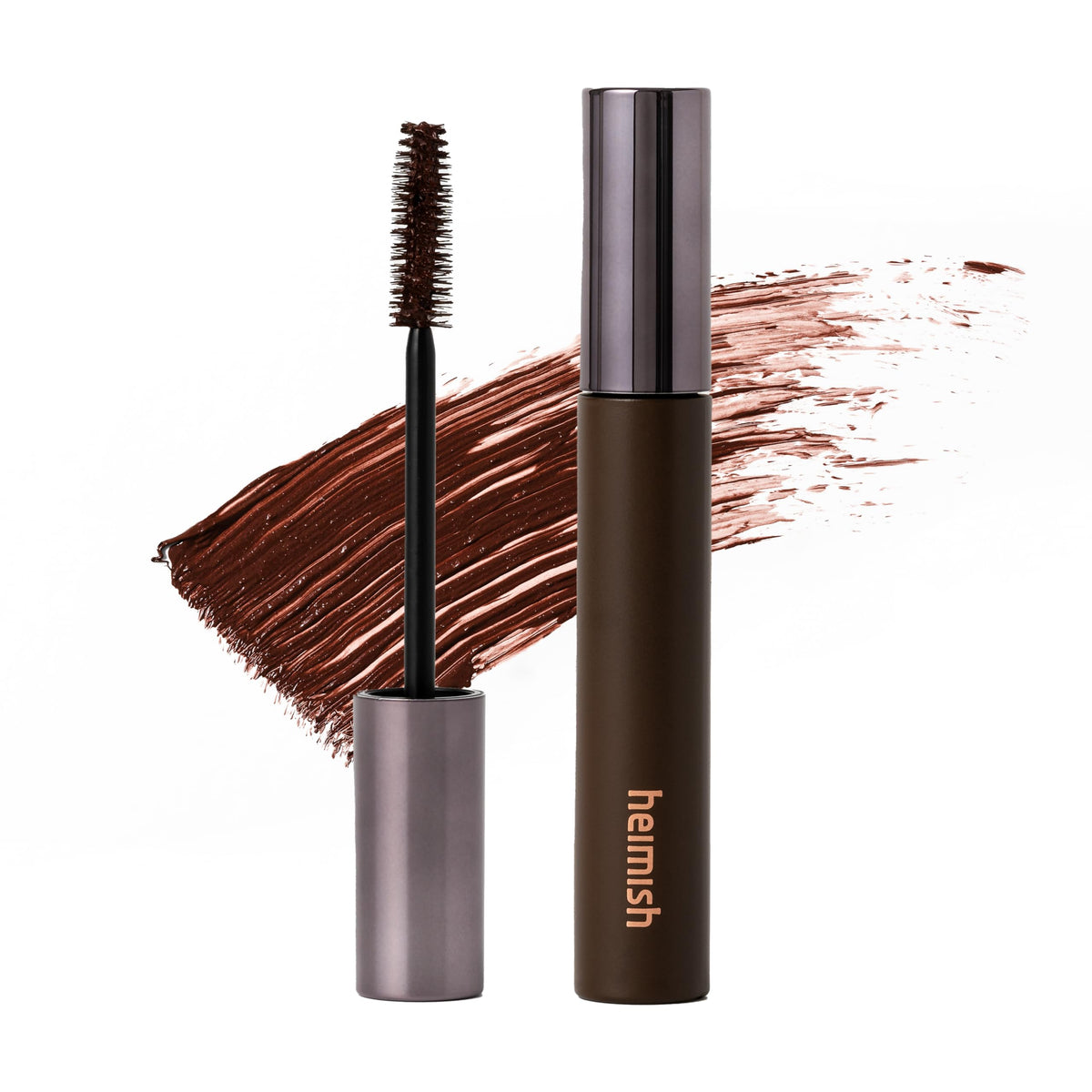 HEIMISH front packaging showing berry brown mascara tube and brand benefit