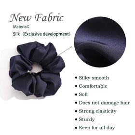 Helamvly scrunchie securing a thick ponytail demonstrating strong hold without dents