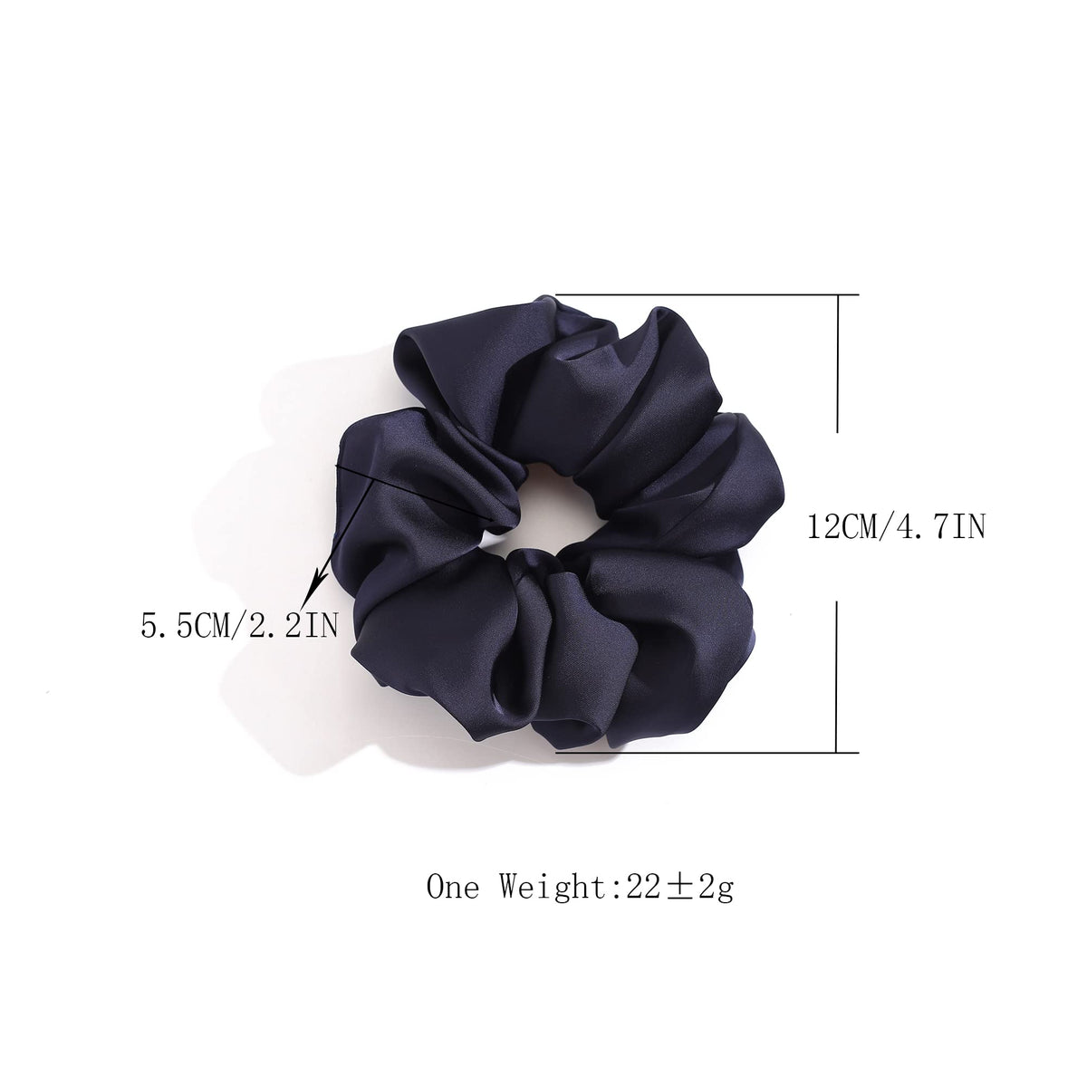 Helamvly scrunchie held in hand to show jumbo scale and comfortable fit benefit